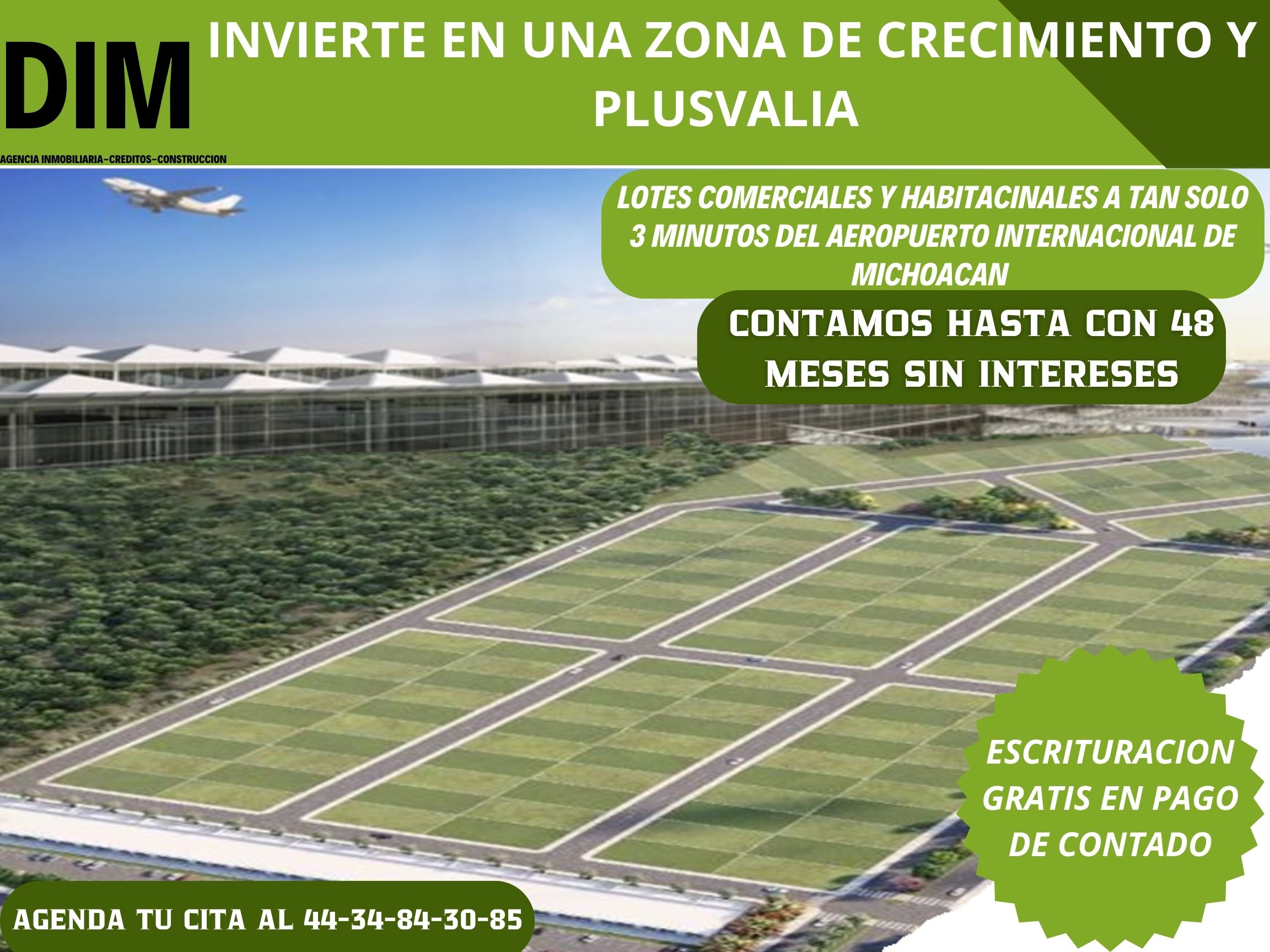 VENTA DE TERRENOS COMERCIALES Y HABITACIONALES A 3 MINUTOS DEL AEROPUERTO INTERNACIONAL DE MORELIA